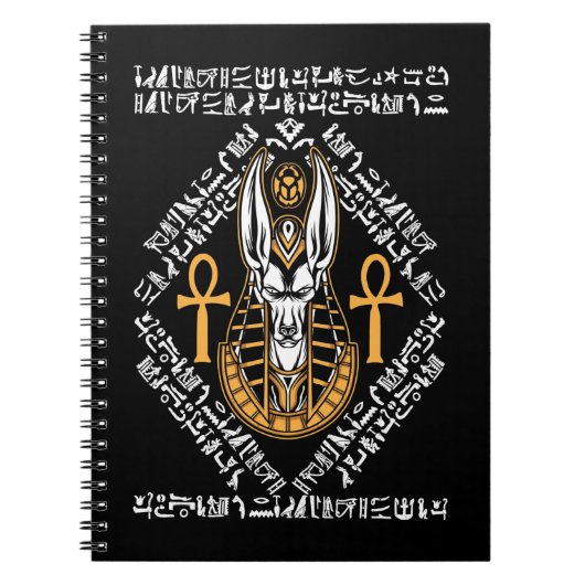 Egyptische god Anubis Ankh Egypt Hieroglyphs Notitieboek (Voorkant)