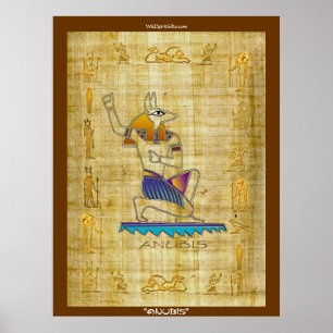Egyptische God "ANUBIS on Papyrus" Art Poster