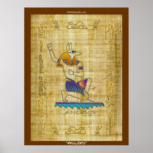 Egyptische God "ANUBIS on Papyrus" Art Poster (Voorkant)