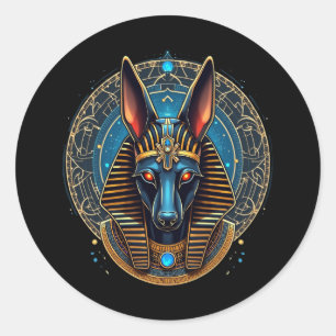 Egyptische god Anubis Oude Egyptische mythologie Ronde Sticker