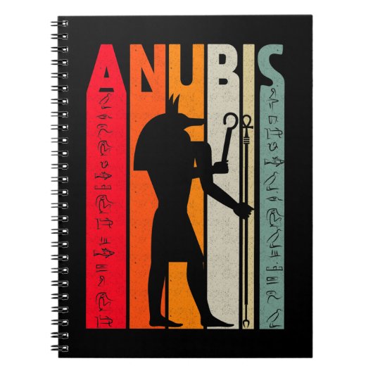 Egyptische god Anubis Retro Egypt Hieroglyphs Notitieboek (Voorkant)