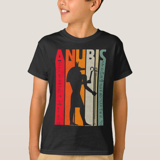 Egyptische god Anubis Retro Egypt Hieroglyphs T-shirt (Voorkant)