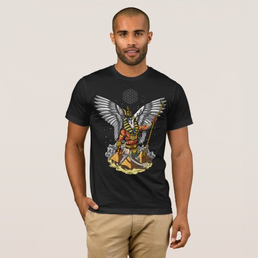 Egyptische god Horus Ancient Pyramids Ankh Mytholo T-shirt (Voorkant volledig)