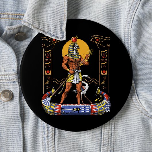 Egyptische God Ra Ronde Button 6,0 Cm (In situ)