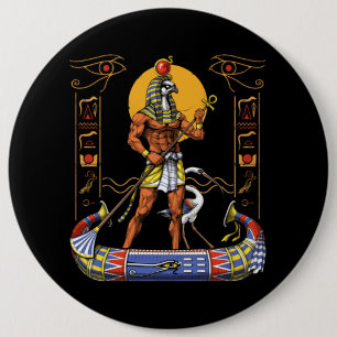 Egyptische God Ra Ronde Button 6,0 Cm