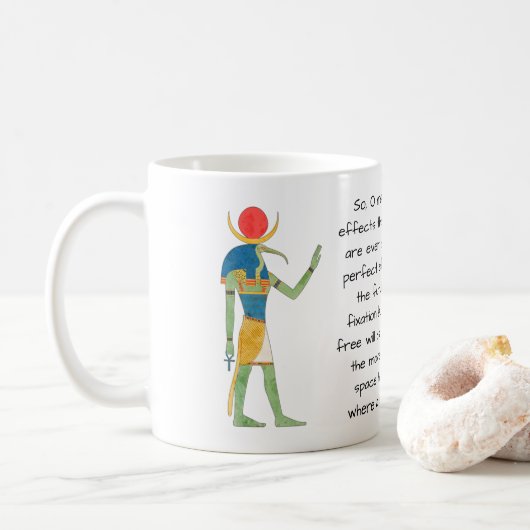 Egyptische God Thoth  Illustratie w Quote Koffiemok (Met donut)