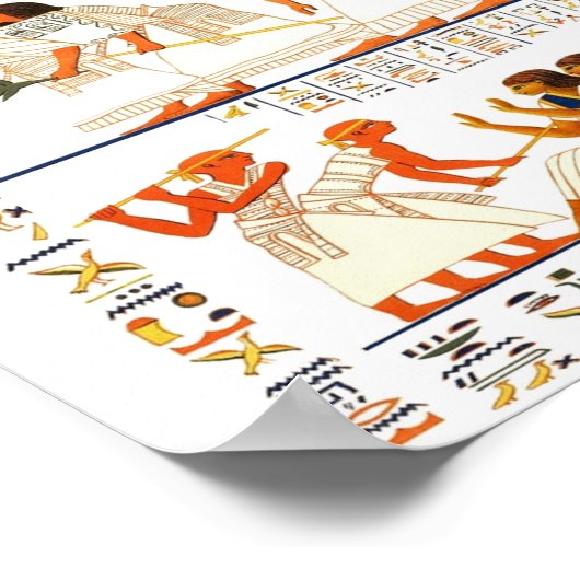 Egyptische goden en afbeeldingen met hiërogliefen poster (Hoek)