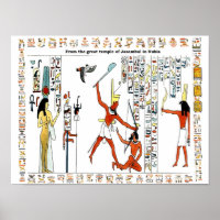 Egyptische goden en afbeeldingen met hiërogliefen