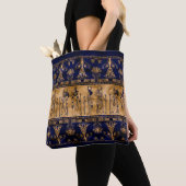 Egyptische goden en ornamentegrens - blauw goud tote bag (Dichtbij)