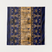 Egyptische goden en ornamentegrens - blauw goud wandkleed (Voorkant (horizontaal))