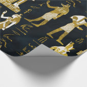 Egyptische goden Gold en wit op donker glas Cadeaupapier (Hoek)