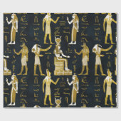 Egyptische goden Gold en wit op donker glas Cadeaupapier (Vlak)
