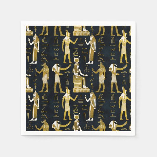 Egyptische goden Gold en wit op donker glas Servetten (Voorkant)