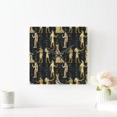 Egyptische goden Gold en wit op donker glas Vierkante Klok (Huis)