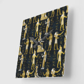 Egyptische goden Gold en wit op donker glas Vierkante Klok (Hoek)