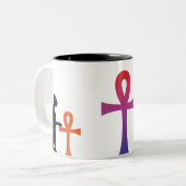 Egyptische godin Bast & Anhk cup Tweekleurige Koffiemok (Voorkant links)