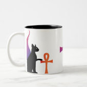 Egyptische godin Bast & Anhk cup Tweekleurige Koffiemok (Links)