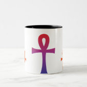 Egyptische godin Bast & Anhk cup Tweekleurige Koffiemok (Center)