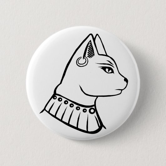 Egyptische godin - Bastet zwarte en witte badge Ronde Button 5,7 Cm (Voorkant)