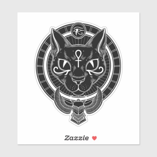 Egyptische godin cat Bastet Sticker (Vel)