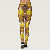 Egyptische Godin, Goud op Zwarte Tempel Leggings (Achterkant)