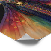 Egyptische Godin Hathor Regenboog Goud Zwarte Kuns Poster (Hoek)