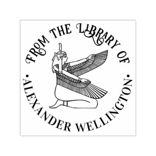 Egyptische Godin Maat Line Art Bibliotheek Boeknaa Zelfinktende Stempel