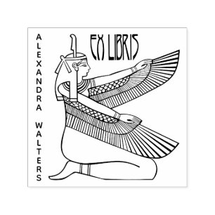 Egyptische Godin Maat - Nefertari Graf Ex Libris Zelfinktende Stempel
