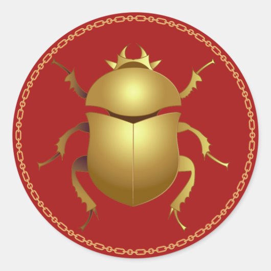 Egyptische Gold Scarab Classic Round Sticker (Voorkant)