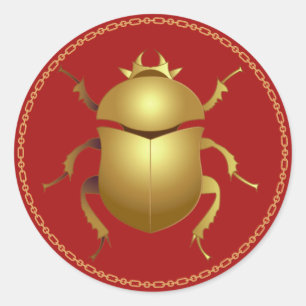 Egyptische Gold Scarab Classic Round Sticker