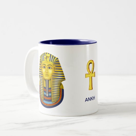 Egyptische Golden Pharaoh & Ankh Tweekleurige Koffiemok (Voorkant links)