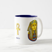 Egyptische Golden Pharaoh & Ankh Tweekleurige Koffiemok (Voorkant rechts)