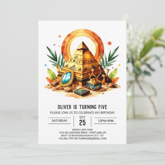 Egyptische gouden Boho piramides Verjaardag Kaart (Staand voorkant)