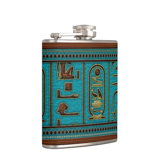 Egyptische gouden lederen hiërogliefen over blauwg heupfles (Rechts)