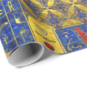 Egyptische gouden symbolen op Lapis Lazuli Cadeaupapier (Rol Hoek)