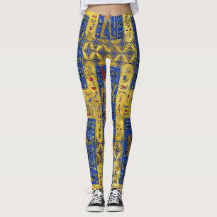 Egyptische gouden symbolen op Lapis Lazuli Leggings
