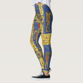 Egyptische gouden symbolen op Lapis Lazuli Leggings (Links)