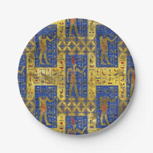 Egyptische gouden symbolen op Lapis Lazuli Papieren Bordje
