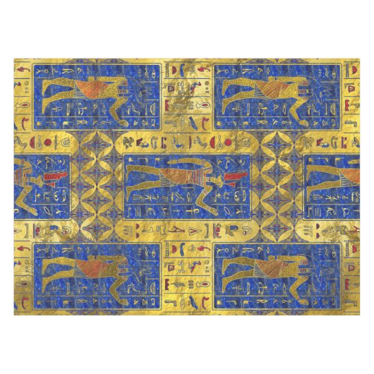 Egyptische gouden symbolen op Lapis Lazuli Tafelkleed (Voorkant (Horizontaal))