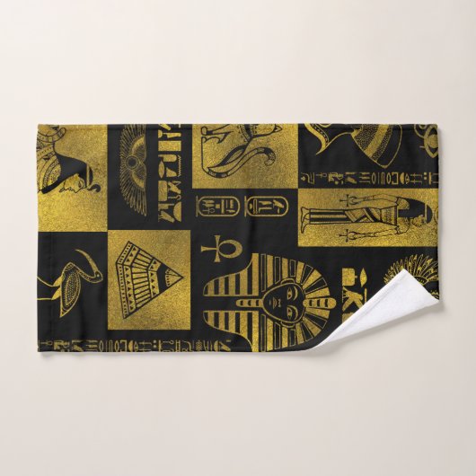Egyptische goudhiërogliefen en collage voor symbol bad handdoek (Handdoek)