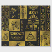 Egyptische goudhiërogliefen en collage voor symbol cadeaupapier (Vlak)