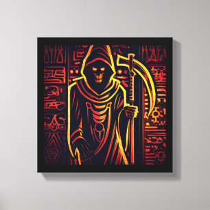Egyptische Grim Reaper Halloween 3 Canvas Afdruk