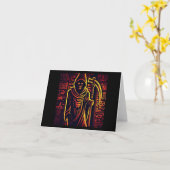 Egyptische Grim Reaper Halloween 3 Kaart (Gele Bloem)