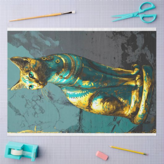 Egyptische Groene Gouden Kat Ontkoppeling Tissuepapier (Craft)