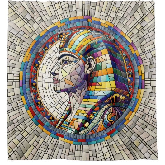 Egyptische Grote Sfinx - Mozaïekkunst Douchegordijn (Voorkant)