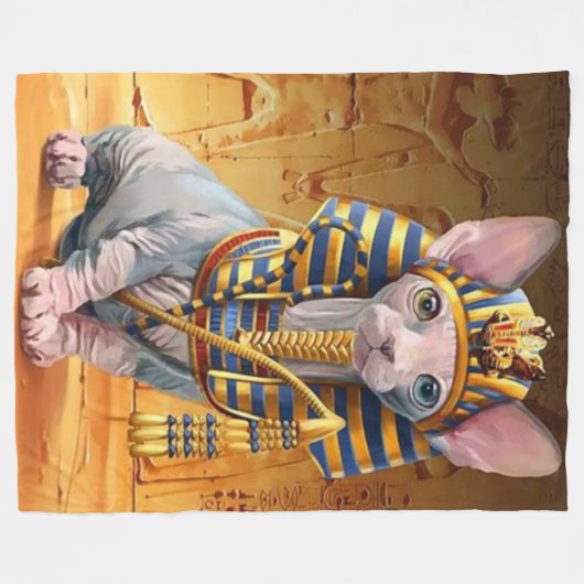 EGYPTISCHE HAARLOZE KAT FLEECE DEKEN (Voorkant (Horizontaal))
