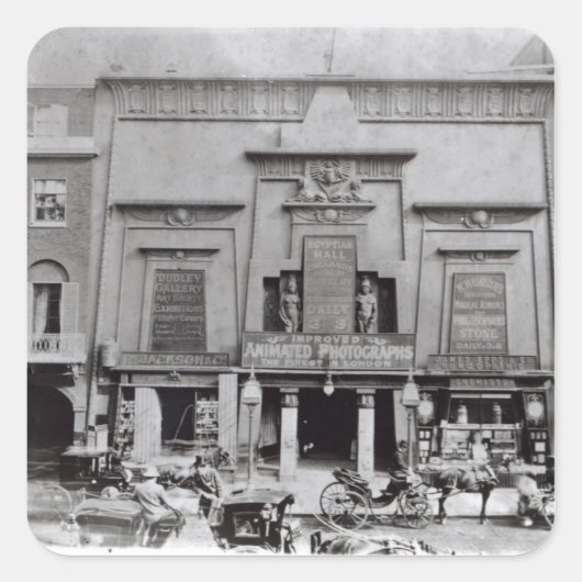 Egyptische Hall, Piccadilly 1895 Vierkante Sticker (Voorkant)