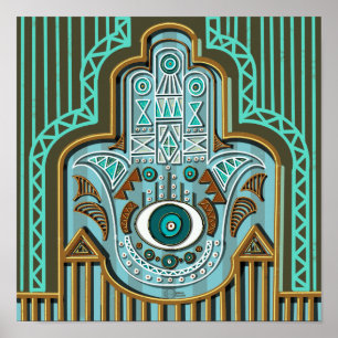Egyptische hamsa en hamsa van Fatimah Poster