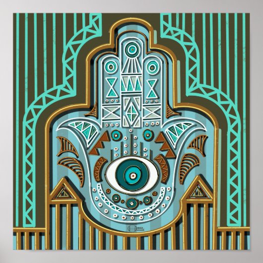 Egyptische hamsa en hamsa van Fatimah Poster (Voorkant)