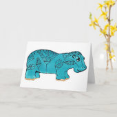 Egyptische Happy Hippo Kaart (Gele Bloem)